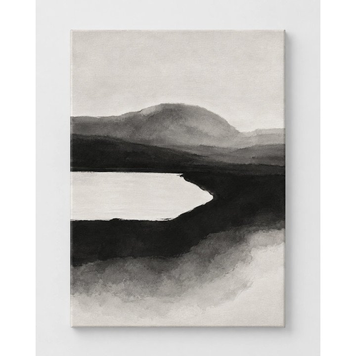 Remanso Interior: paisaje abstracto con orilla curva. Lienzo tensado en bastidor. LASACA.