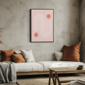 Cuadro en lienzo Arcos Coral con tonos rosa empolvado, coral, blanco y geometría pastel, arcos concéntricos, círculos coral