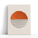 Cuadro en lienzo Línea Terracota con tonos terracota, naranja quemado, beige y horizonte abstracto, forma terracota, líneas ondu