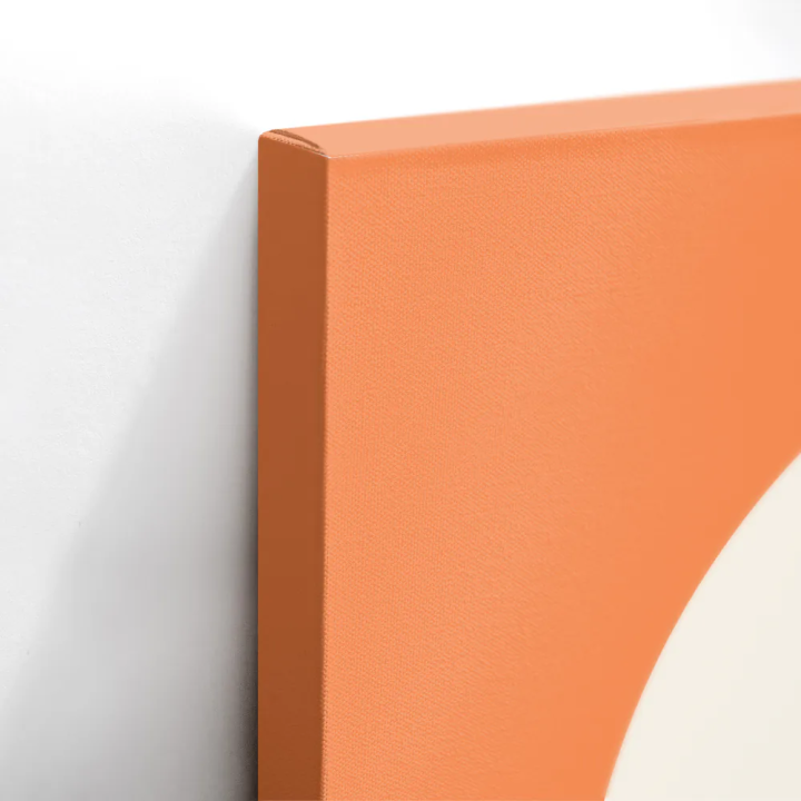 Cuadro en lienzo Horizontes Solares con tonos Naranja, Crema, Durazno y semicírculos solares, geometría cálida, paleta durazno