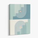Cuadro en lienzo Arcos en Calma con tonos azul verdoso, verde menta, marfil y arcos concéntricos, geometría suave, círculo meloc