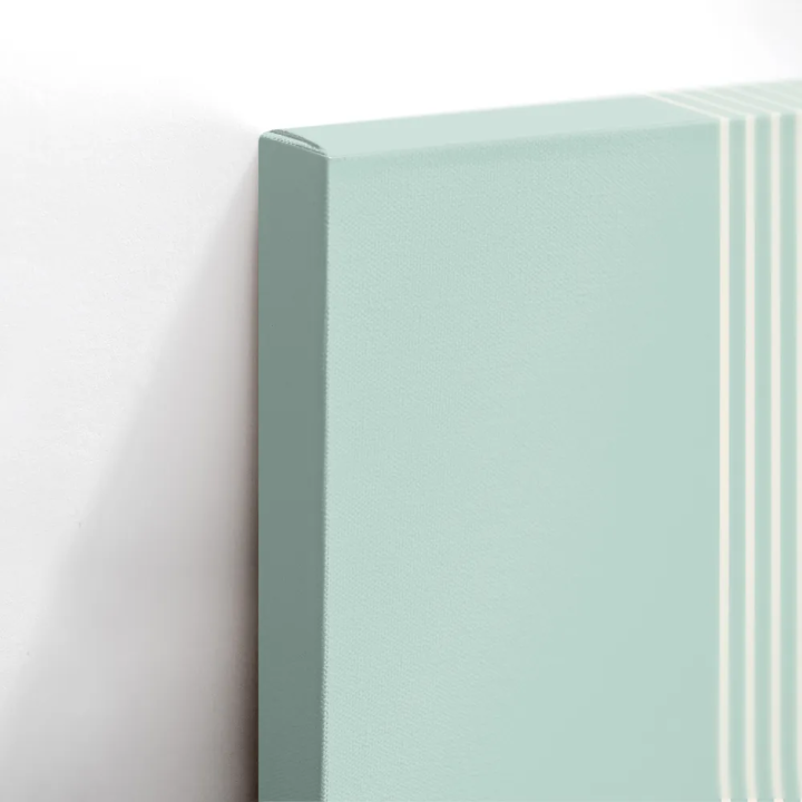Cuadro en lienzo Arcos en Calma con tonos azul verdoso, verde menta, marfil y arcos concéntricos, geometría suave, círculo meloc