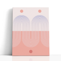 Cuadro en lienzo Arcos al Alba con tonos rosa empolvado, coral, salmón y arcos concéntricos, círculos coral, paleta pastel