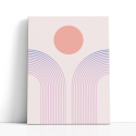 Cuadro en lienzo Sol Pastel con tonos coral, lavanda, marfil rosado y círculo coral, arcos lavanda, geometría pastel