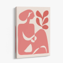 Cuadro en lienzo abstracto con formas orgánicas coral y fondo crema de estilo minimalista