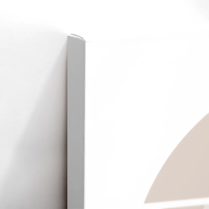 Cuadro en lienzo Fauna Beige con tonos beige, arena, blanco y arcos concéntricos, líneas blancas, paleta arena