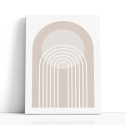 Cuadro en lienzo Línea Beige con tonos beige, arena, blanco y arcos concéntricos, geometría beige, líneas blancas