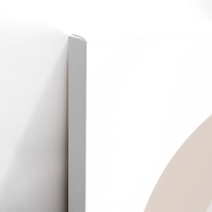 Cuadro en lienzo Línea Beige con tonos beige, arena, blanco y arcos concéntricos, geometría beige, líneas blancas