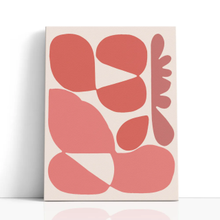 Cuadro en lienzo Jardín Coral con tonos coral, rosa empolvado, terracota suave y formas orgánicas, coral suave, fondo crema