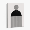 Cuadro en lienzo Órbita Monocroma con tonos negro, blanco roto, gris suave y geometría monocroma, círculos concéntricos, semicír