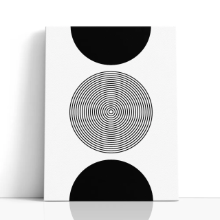 Cuadro en lienzo Órbita Concéntrica con tonos Negro, Blanco y círculos concéntricos, alto contraste, blanco y negro