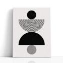 Cuadro en lienzo Vacío Gris con tonos Negro, Blanco roto, Gris suave y círculos concéntricos, geometría monocroma, semicírculo n