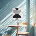 Cuadro en lienzo Vacío Gris con tonos Negro, Blanco roto, Gris suave y círculos concéntricos, geometría monocroma, semicírculo n
