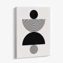 Cuadro en lienzo Vacío Gris con tonos Negro, Blanco roto, Gris suave y círculos concéntricos, geometría monocroma, semicírculo n