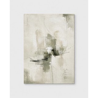 Levedad, cuadro abstracto en marfil, crema y verde salvia, impreso en lienzo tensado en bastidor.