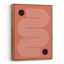 Cuadro en lienzo Línea Coral con tonos coral, marfil, negro y líneas curvas, círculos negros, paleta coral