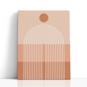 Cuadro en lienzo abstracto con círculo terracota, fondo melocotón y arcos blancos concéntricos