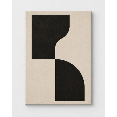 Ritmo Sólido, formas geométricas negras en diagonal sobre beige | Lienzo tensado en bastidor | LASACA