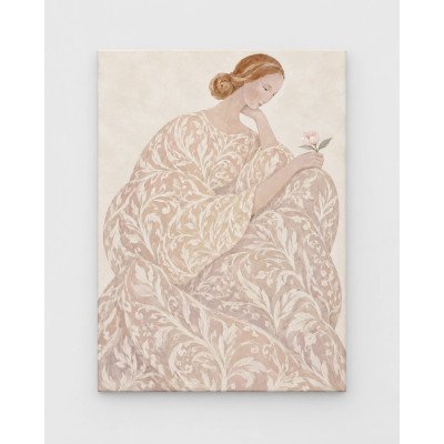 Gracia de Alma, mujer con flor y vestido de motivos vegetales | Lienzo tensado en bastidor | LASACA