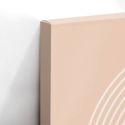 Cuadro en lienzo abstracto con arcos concéntricos en tonos crema y arena, círculos terracota y composición geométrica minimalist